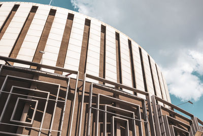 Low angle view of modern building against sky