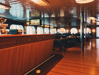 Interior of illuminated empty restaurant