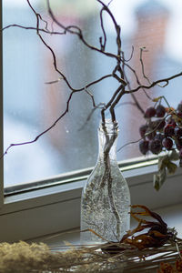 Close-up of flower vase on table