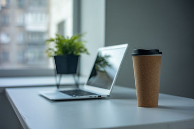 Coffee cup on table