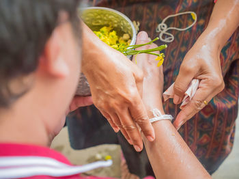 Indigenous community celebrating thread ceremony