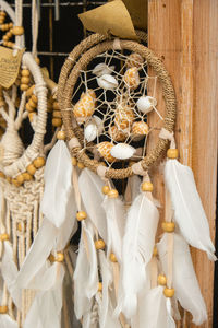 The dream catcher dream catcher with feathers threads and beads rope hanging. dreamcatcher handmade