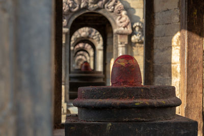 Old temple against building