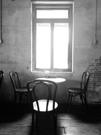 Empty chairs and table at home