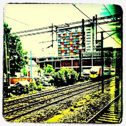 Railroad tracks in city
