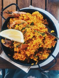 High angle view of meal served in plate