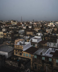 High angle view of townscape against sky