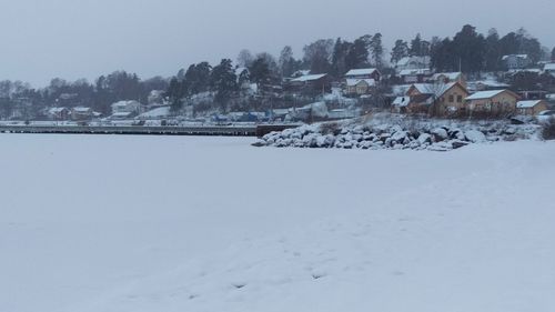 Scenic view of snow covered landscape