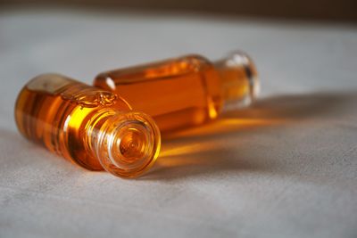 Close-up of bottles on table