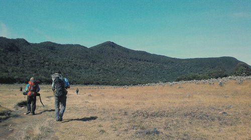 Woman standing on mountain