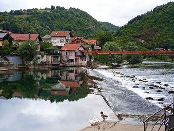 Buildings in lake