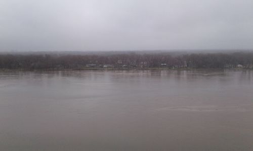 Scenic view of lake against sky during winter