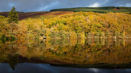 Scenic view of lake against sky