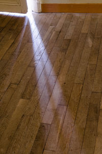 High angle view of hardwood floor at home