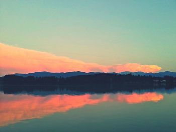 Scenic view of lake at sunset