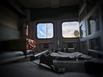 Ambulance interior from patient perspective