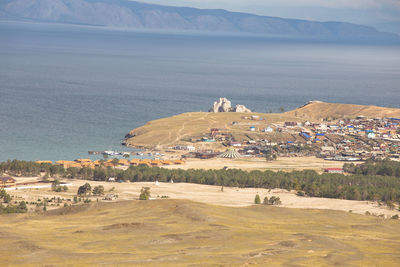 High angle view of buildings in city