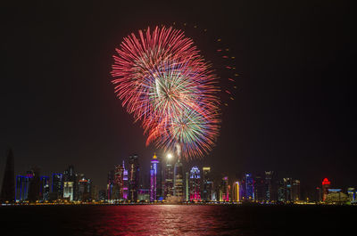 Fireworks in the doha corniche, doha, qatar.