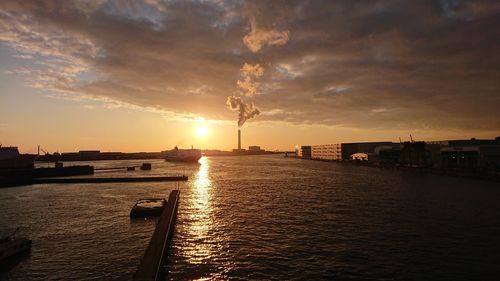 Scenic view of sea against sky during sunset