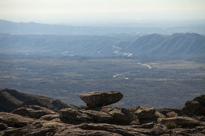 Scenic view of rocky mountains against sky