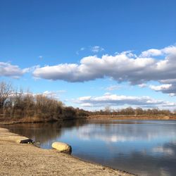 Scenic view of lake against sky