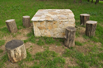 View of wood on field