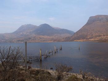 Scenic view of lake and mountains