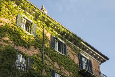 Low angle view of old building against sky