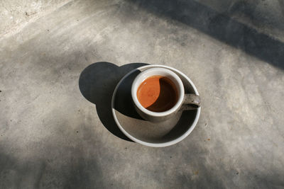 High angle view of coffee on table