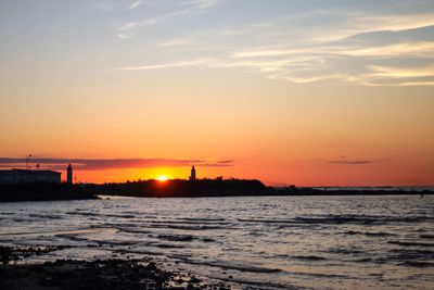 Scenic view of sea against sky during sunset