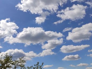 Low angle view of clouds in blue sky