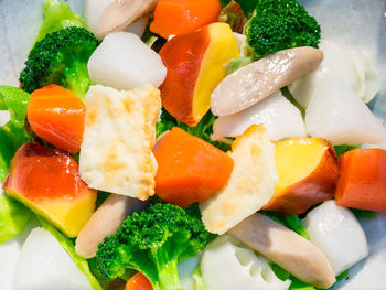 High angle view of salad served in plate