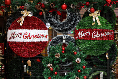 Christmas decoration hanging on tree