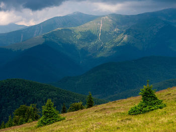 Scenic view of mountains against sky