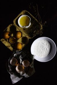 High angle view of ingredients on table 