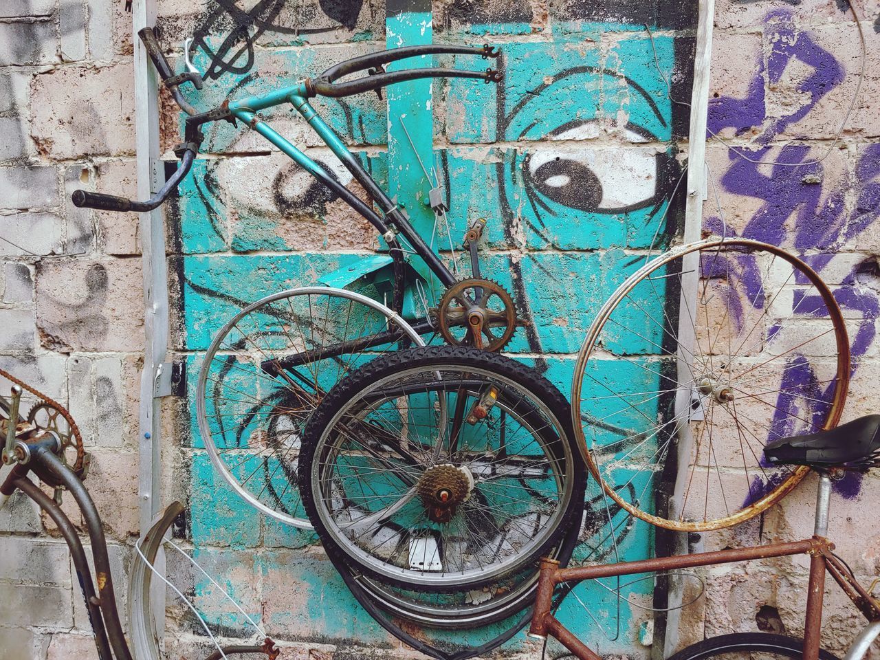 CLOSE-UP OF OLD RUSTY WINDOW