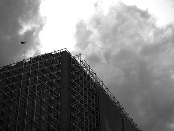 Low angle view of bird flying against sky