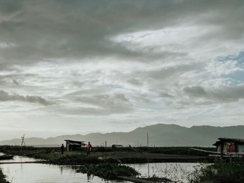 Scenic view of lake against sky