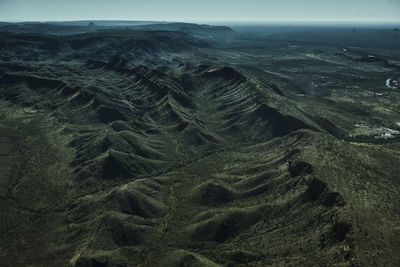 Aerial view of volcanic landscape