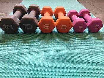 High angle view of multi colored pencils on table