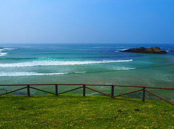 Scenic view of sea against clear sky