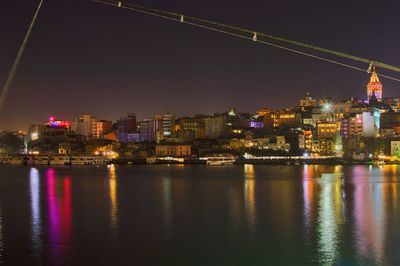 Illuminated city against sky at night