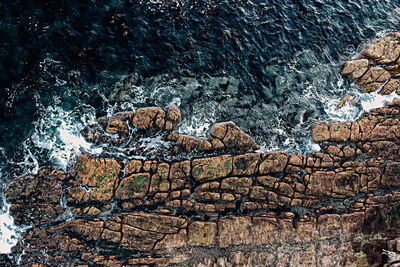 Graffiti on rock by sea