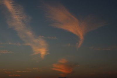 Low angle view of sky at sunset