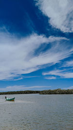 Scenic view of sea against blue sky