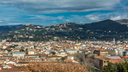 High angle view of townscape against sky