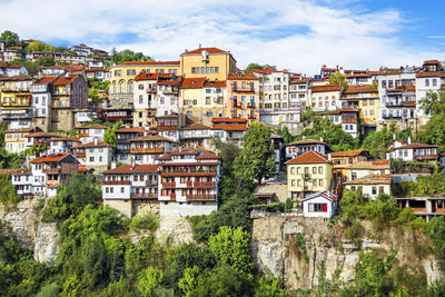 High angle view of townscape against sky