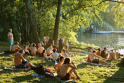 Group of people enjoying in park