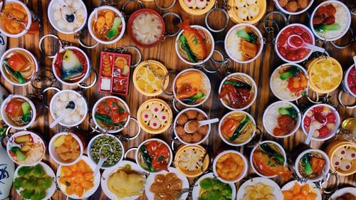 Full frame shot of multi colored dishes