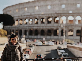 Portrait of woman in historic building